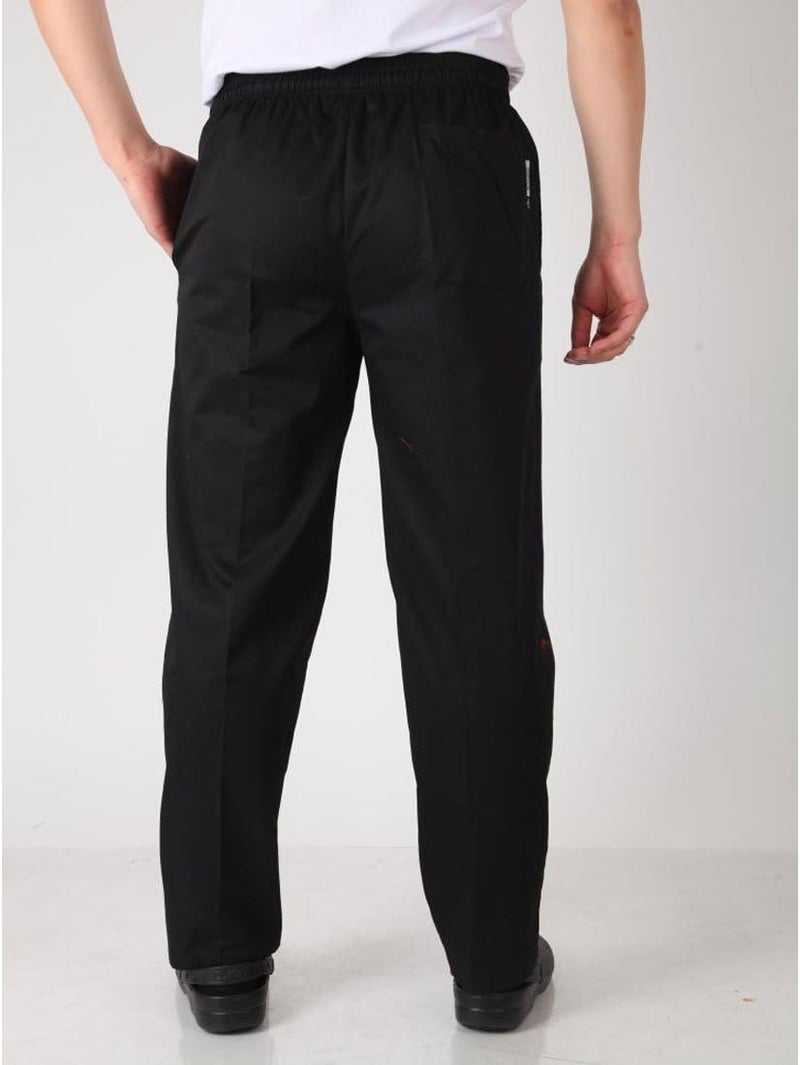 Levoberg Chef Pants Men Elastic Waist Baggy Kitchen Pants Uniforms for Restaurant Hotel Black - Image 1