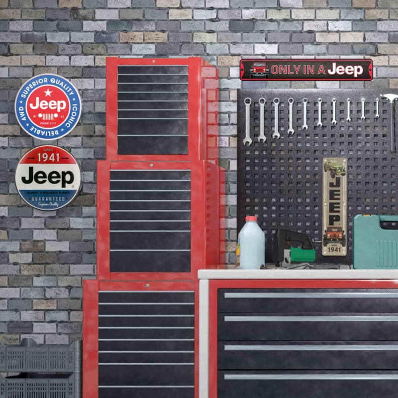 Open Road Brands Jeep Round Embossed Metal Sign - Vintage Jeep Sign for Garage or Man Cave - Image 5