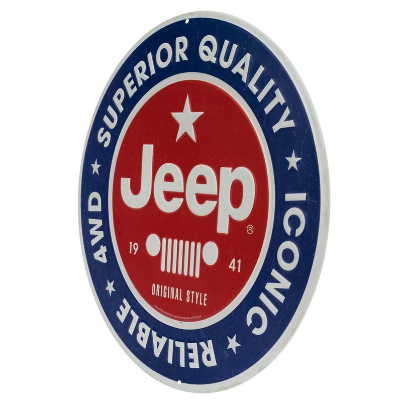 Open Road Brands Jeep Round Embossed Metal Sign - Vintage Jeep Sign for Garage or Man Cave - Image 2