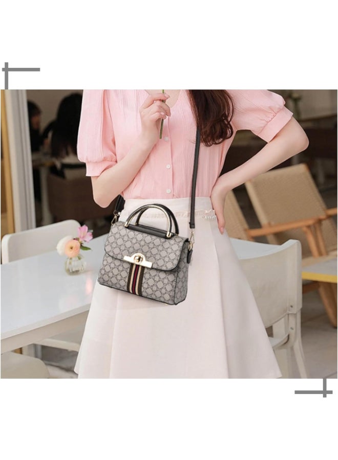 حقيبة ساتشل نسائية صغيرة من جلد صناعي مبطّن، بمقبض علوي وحزام كتف وكروس قابل للإزالة، حقيبة مراسلة خفيفة وعصرية للعمل والتسوق والسفر والاستخدام اليومي ‎(رمادي)