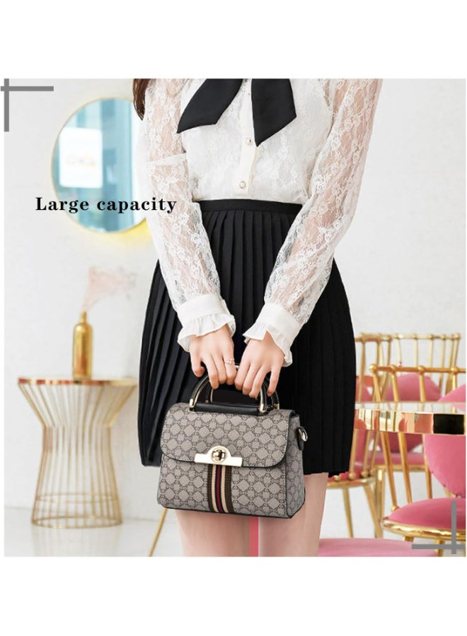 حقيبة ساتشل نسائية صغيرة من جلد صناعي مبطّن، بمقبض علوي وحزام كتف وكروس قابل للإزالة، حقيبة مراسلة خفيفة وعصرية للعمل والتسوق والسفر والاستخدام اليومي ‎(رمادي)