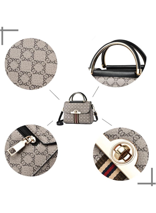 SHABILI Women’s PU Leather Plaid Satchel Handbag, Ladies Small Top-Handle Shoulder and Crossbody Purse with Removable Strap, Lightweight Fashion Messenger Bag for Work, Shopping, Travel and Daily Use (Grey) - Image 3