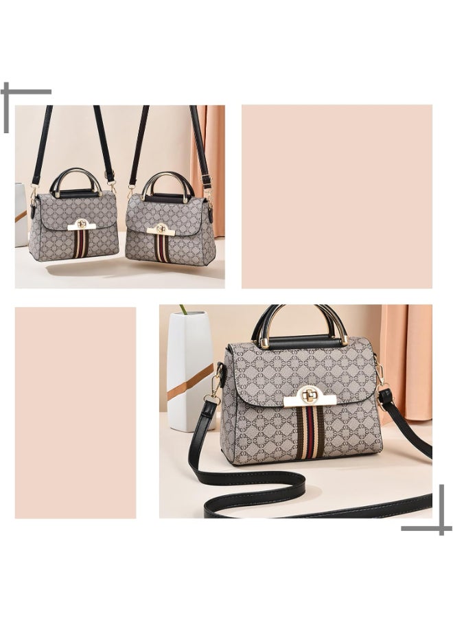 SHABILI Women’s PU Leather Plaid Satchel Handbag, Ladies Small Top-Handle Shoulder and Crossbody Purse with Removable Strap, Lightweight Fashion Messenger Bag for Work, Shopping, Travel and Daily Use (Grey) - Image 5