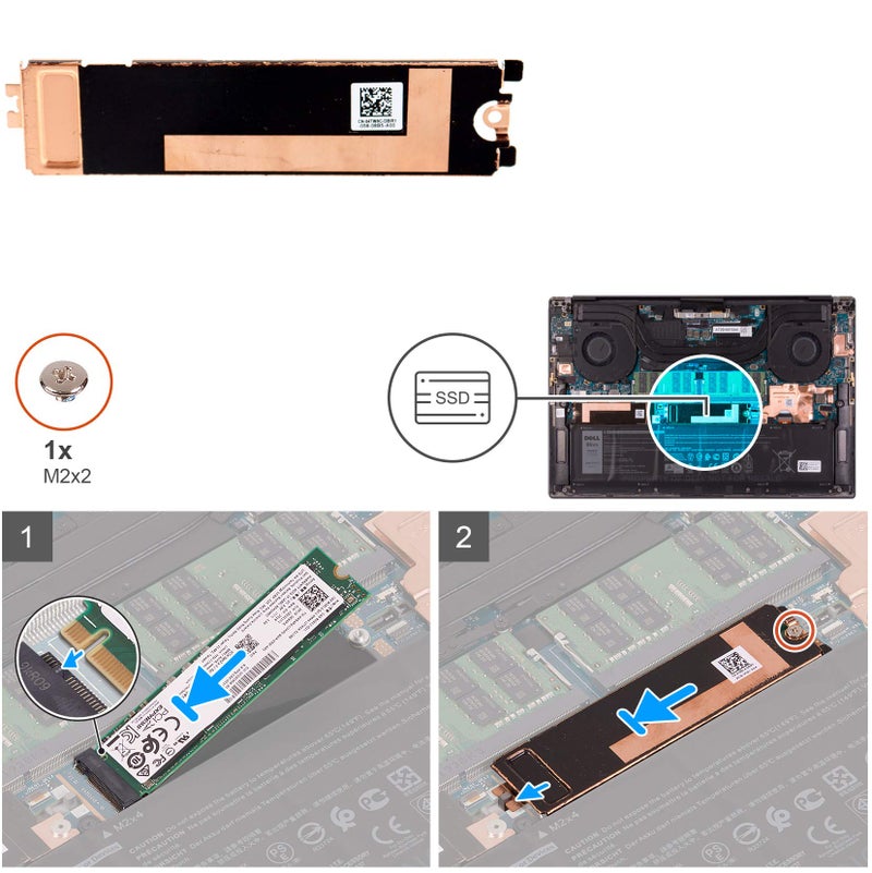 Deal4GO Slot 2 Right Side 2280 M.2 SSD Heatsink Cover Thermal Plate 3JJDG 4TW9C for Dell XPS 15 9500 9510 Precision 5550 5560 Latitude 5500 - Image 3