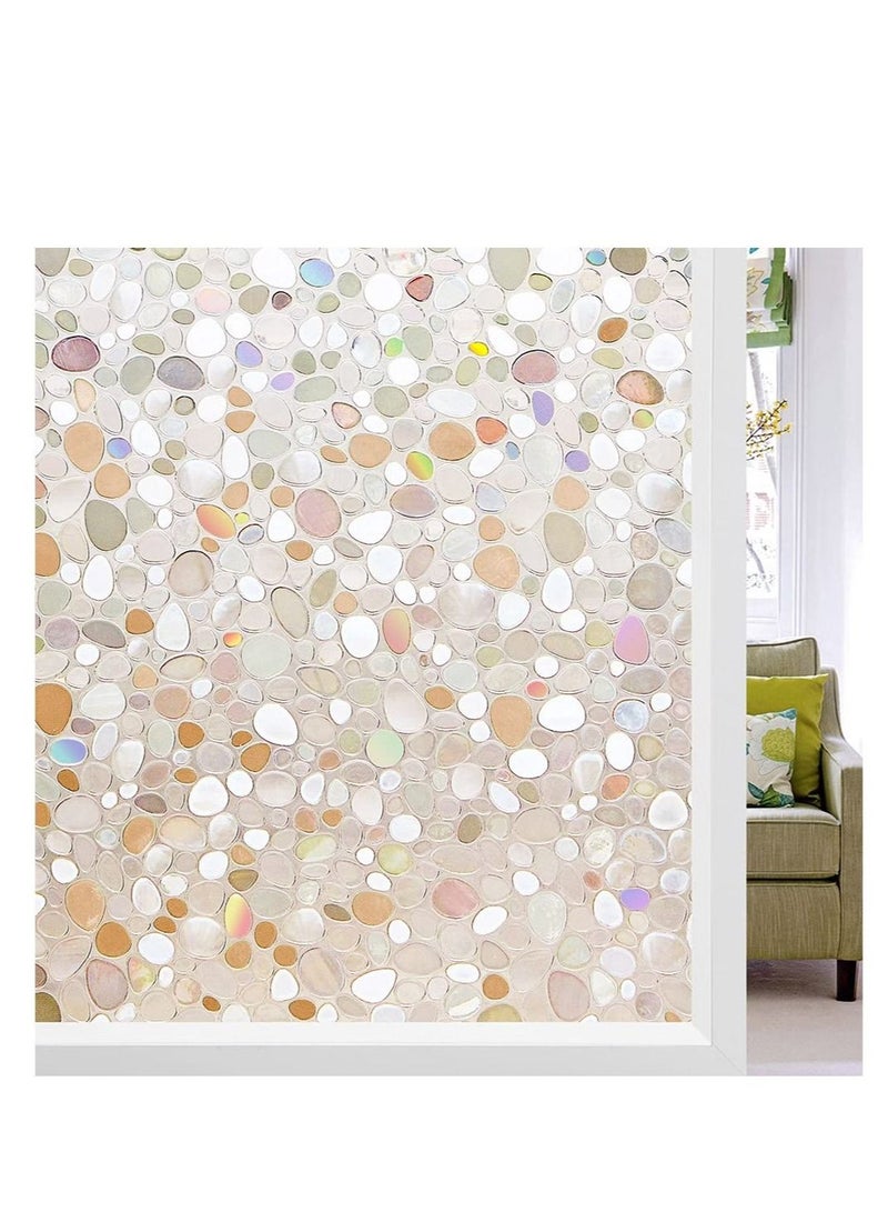 Captaintech Window Privacy Film, 3D Decorative Static Cling Window Privacy Film No Glue Removable Home Office Film Anti UV Window Cling Decorative 44.5 x 200cm - Image 1