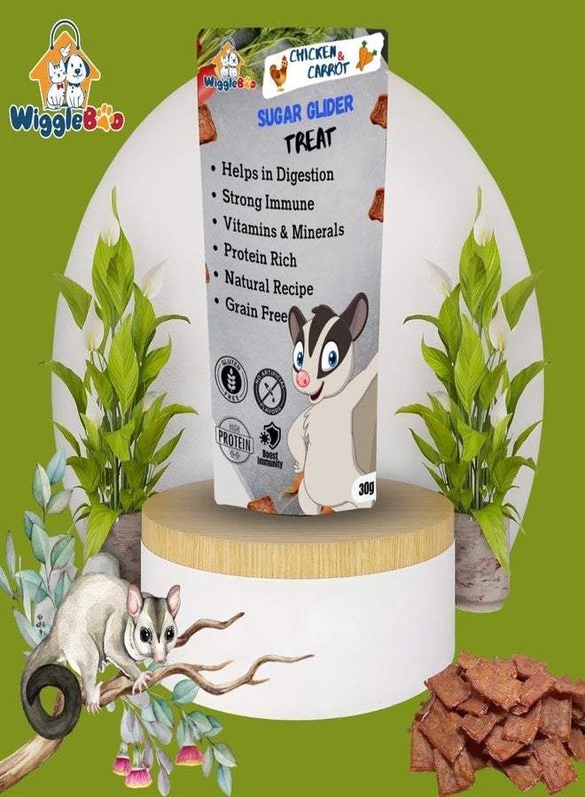 WiggleBoo مكافآت ويغلبو بنكهة الدجاج والجزر لحيوانات السكر الطائرة - مزيج نكهات لا يقاوم لحيوان أليف صحي، الوجبة الخفيفة المثالية لإشباع رغبة حيوانك الأليف، انفجار من نكهة الدجاج والجزر (30 غرام) - Image 3