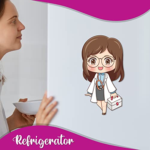 Bhai Please Doctor Female Woman Wooden Fridge Magnet (Pack of 1) | Character Magnets | 3 inches| Womens Day Gift, Gift for Wife, Mother, Daughter, Sister, Colleagues - Image 4