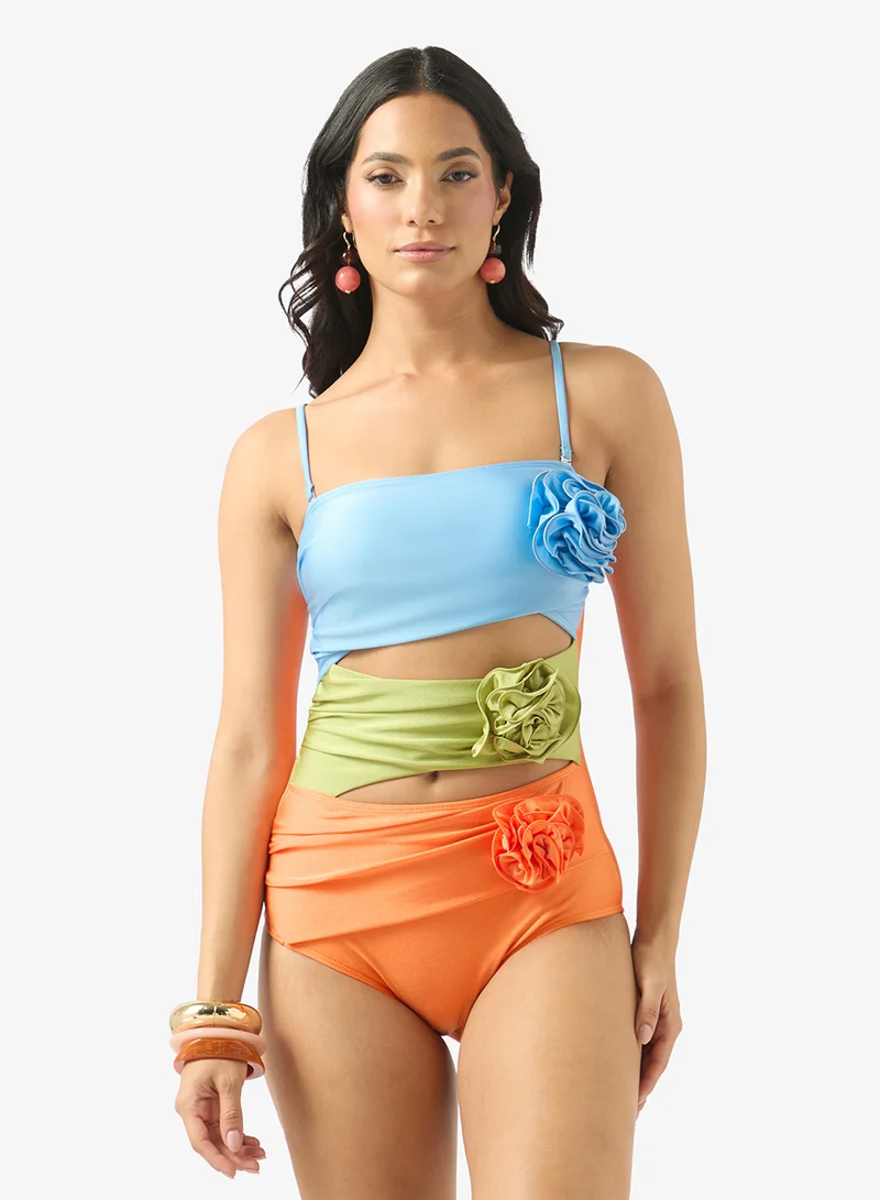 Soleira  Colorblock Swimsuit With Skirt for Women | Best Price UAE