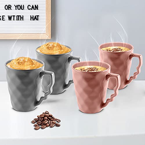 URBAN CHEF PRISM Ceramic Handcrafted Shine PEACH & GREY - Microwave Safe Coffee / Milk Mug with Handle Ideal Best For Self Use Or Gift for Friends, Anniversary, Birthday, Diwali Gift Items ( Set of 4, 225 ML EACH) - Image 1