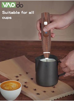 VAOdo Portable Milk Frother Handheld Maker for Coffee USB Mini Mixer Foam Coffee Maker Electric Mixer for Egg Milk Dark Wood One Piece  - Image 3
