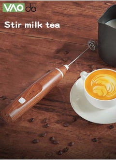 VAOdo Portable Milk Frother Handheld Maker for Coffee USB Mini Mixer Foam Coffee Maker Electric Mixer for Egg Milk Dark Wood One Piece  - Image 4