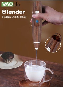 VAOdo Portable Milk Frother Handheld Maker for Coffee USB Mini Mixer Foam Coffee Maker Electric Mixer for Egg Milk Dark Wood One Piece  - Image 2