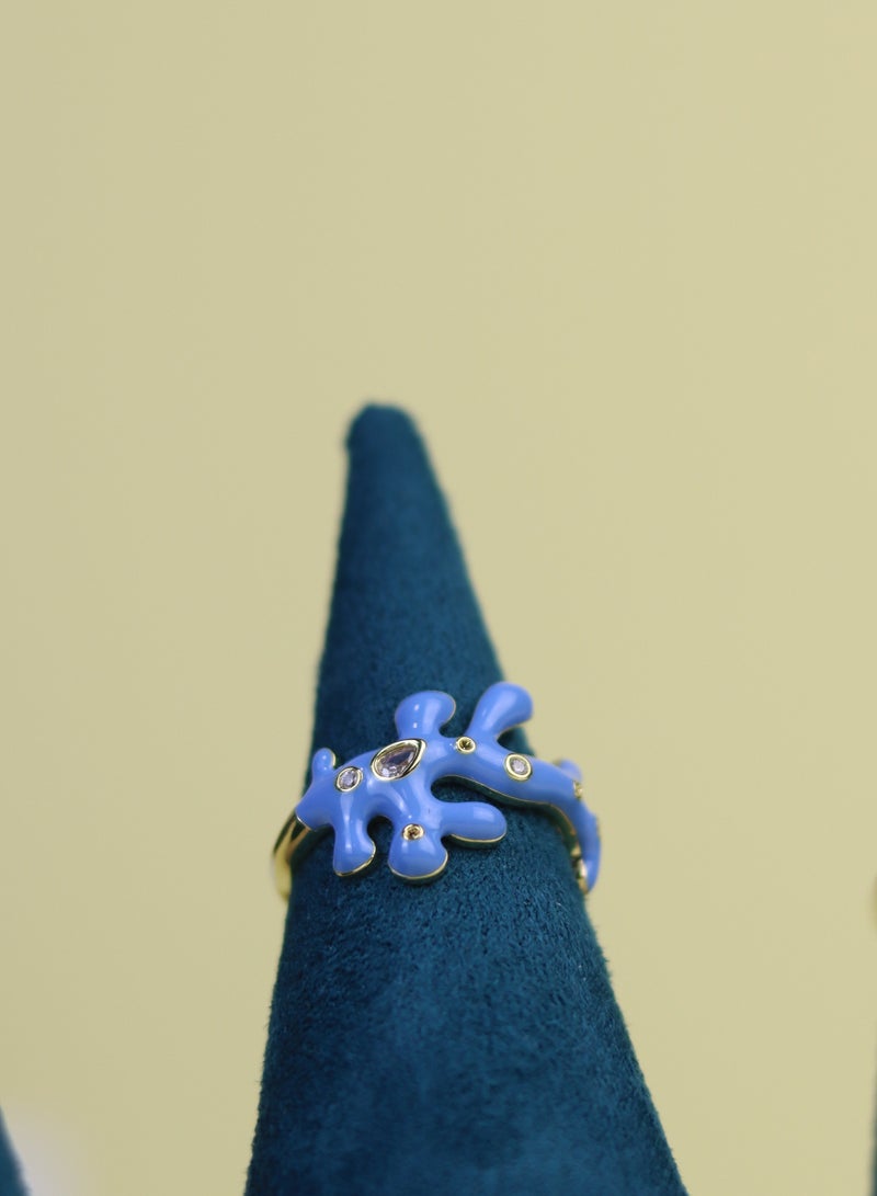 R.C.E Accessories Light Blue Leaf Ring – Elegant Zircon Fashion Jewelry For Women and Girls - Image 1