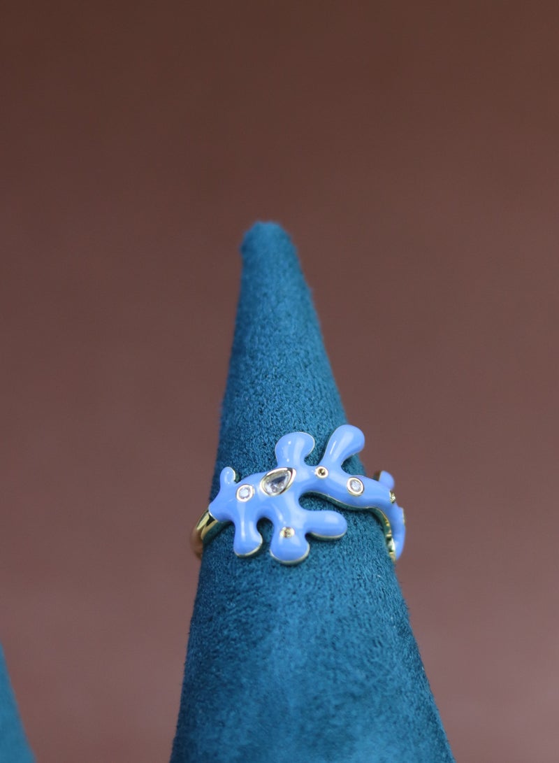 R.C.E Accessories Light Blue Leaf Ring – Elegant Zircon Fashion Jewelry For Women and Girls - Image 2