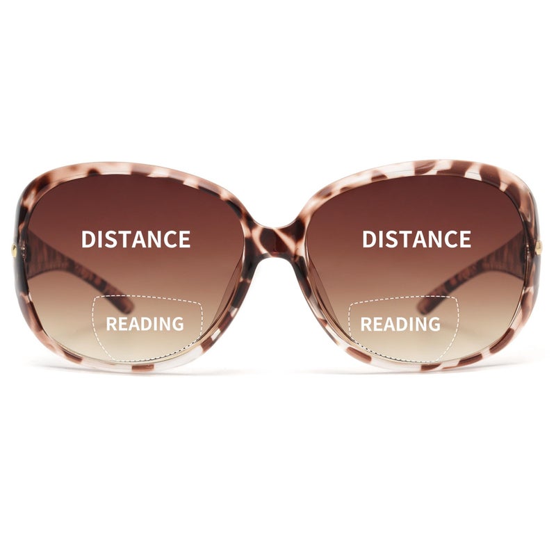 JM Classic Bifocal Reading Sunglasses for Women Vintage Reader Glasses Outdoor UV Protection Tortoise +2.0 - Image 1