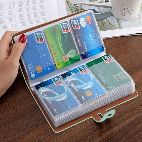 Romozi RFID Credit Card Holder Leather Business Card Organizer with 96 Card Slots Credit Card Case for Managing Your Different Cards and Important Documents to Prevent Loss or Damage Light Green - Image 3