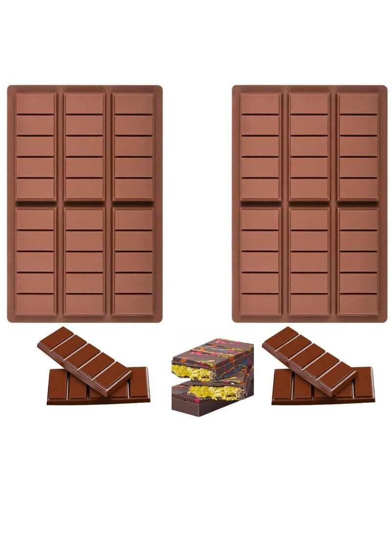 C.T.Z Deep Chocolate Bar Molds (2 Pack) – 1 Inch Deep for Large and Thick Stuffed Dubai Chocolate Bars, Big Chocolate Candy Bar Mold for Knafeh Pistachio Filling.  - Image 1