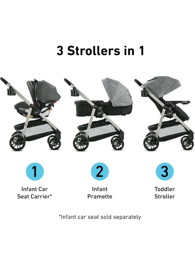 Graco Modes Pramette Stroller, Baby Stroller with True Pram Mode, Reversible Seat, One Hand Fold, Extra Storage, Child Tray, Pierce - Image 2