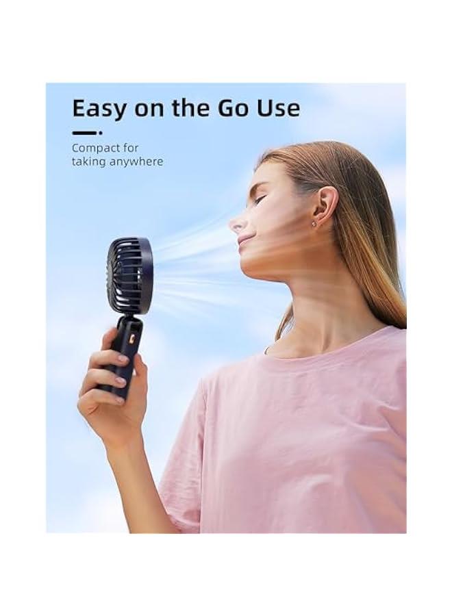 HOOKOR Portable Handheld Fan, Battery Operated Fan with Base, 7-12Hours, Digital Display, 5 Speeds, 90° Ajustable, Rechargeable Mini Fan for Outdoor Indoor (Dark Blue) - Image 2