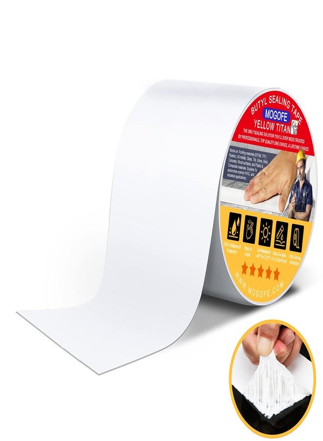 MOGOFE RV Roof Sealant Tape White 4" x 50' RV Repair Roof Sealer Sealing Tape UV Resistant Waterproof Sealant Tape for RV Repair, Camper, Trailer, Boat Sealing, Leak Roof, Window - Image 1