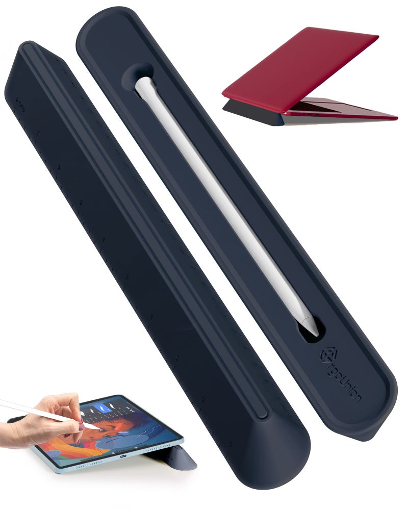 ergounion 3 in 1 Silicone Laptop Stand, Keyboard Riser for Ergonomic Typing/Reading, Portable Laptop Cooling Stand, for Home Office School and Travel, Oval Base, Midnight - Image 1