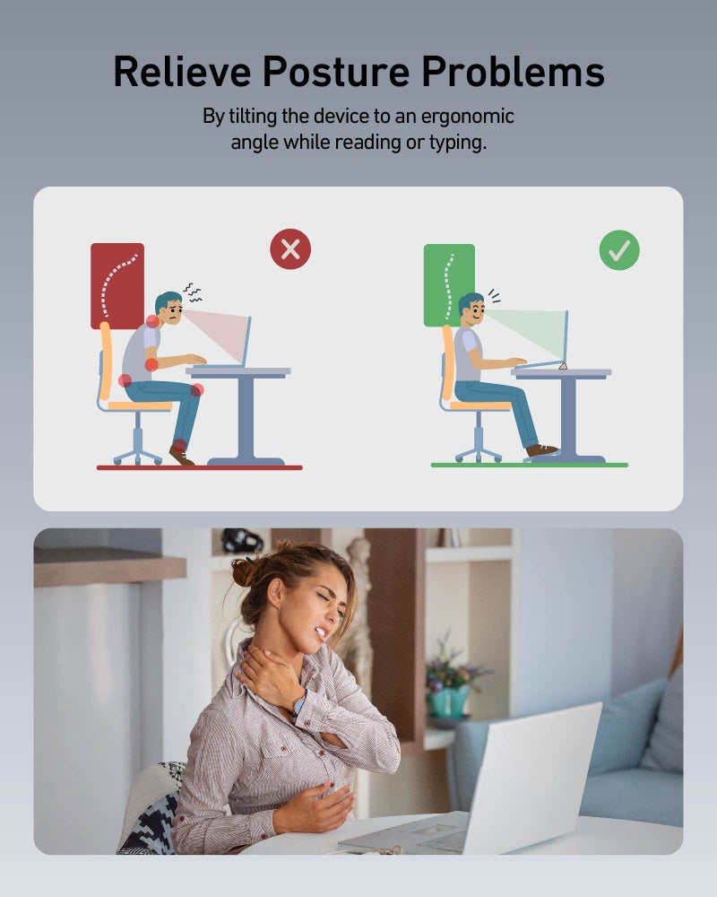 ergounion 3 in 1 Silicone Laptop Stand, Keyboard Riser for Ergonomic Typing/Reading, Portable Laptop Cooling Stand, for Home Office School and Travel, Oval Base, Midnight - Image 4