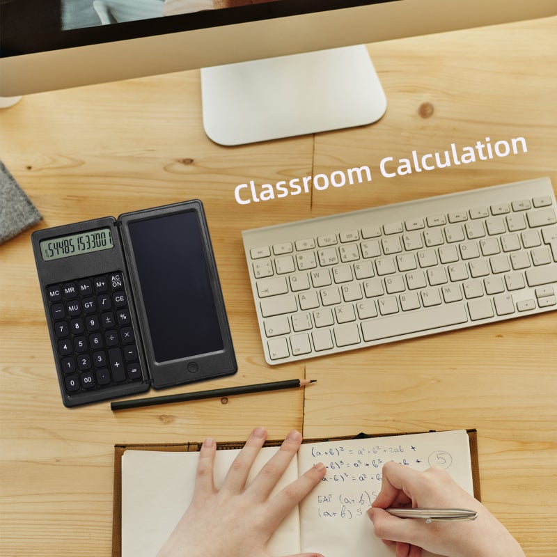 LCD Writing Tablet 12-Digit Smart Calculator - One-Click Erase Reusable Writing Pad for Home Office School Kids Adults - Image 2