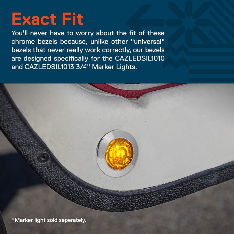 ONLINE LED STORE TRUE MODS 10pc 3/4 inch Round Marker Light Chrome Bezel [Compatible Model: SIL1010 and SIL1013] [Snap-On Install] for Truck Trailer Marker Lights Turn Signals Brake Lights - Image 2