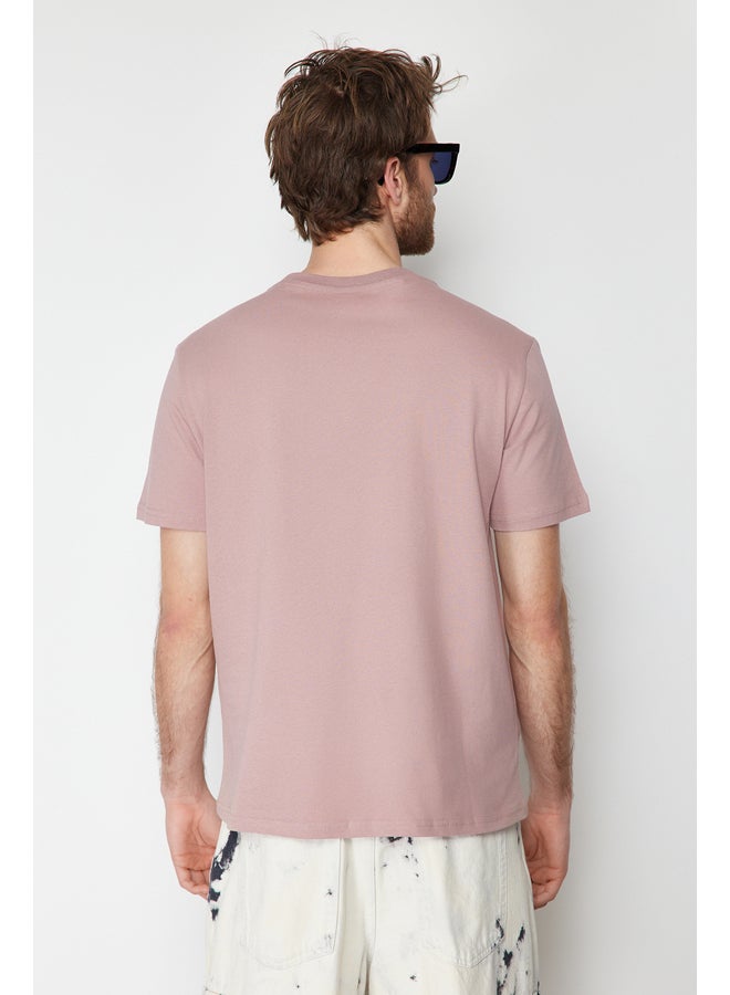 Pale Pink Slim/Narrow Fit 100% Cotton Basic T-Shirt TMNSS19BO0001