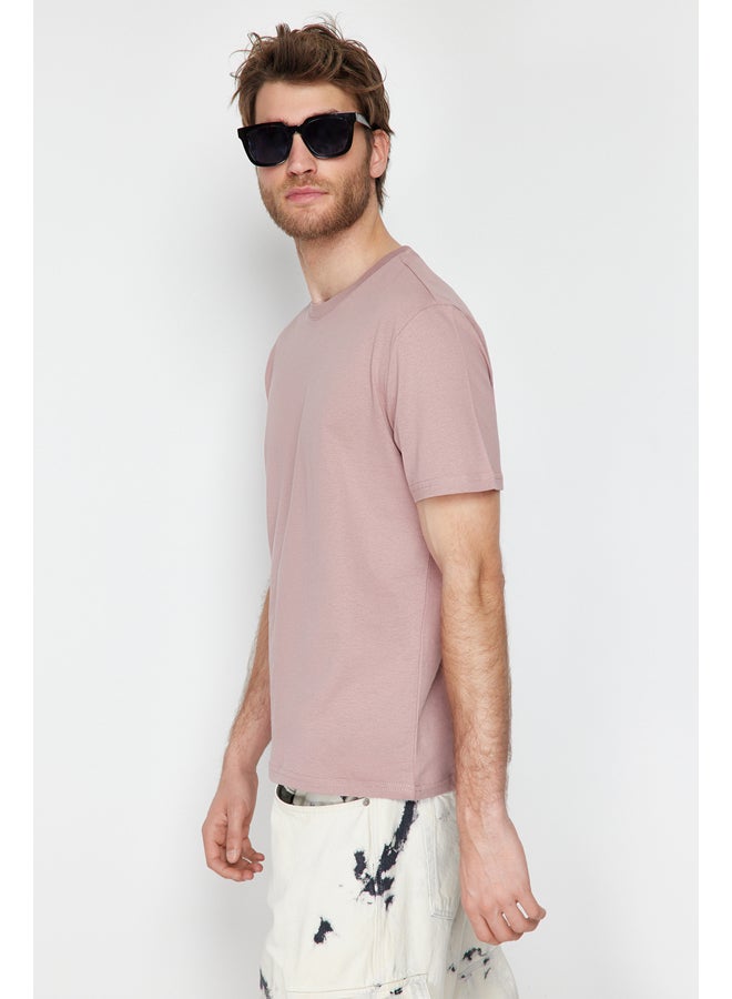 Pale Pink Slim/Narrow Fit 100% Cotton Basic T-Shirt TMNSS19BO0001
