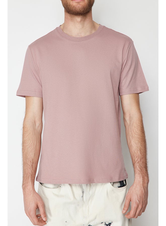 Pale Pink Slim/Narrow Fit 100% Cotton Basic T-Shirt TMNSS19BO0001