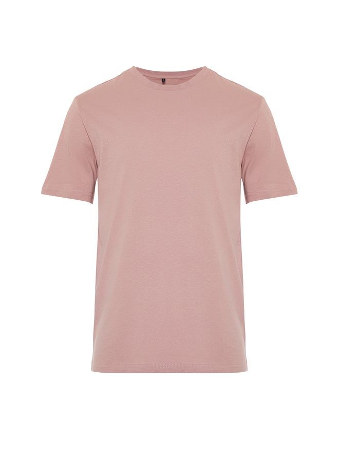 Pale Pink Slim/Narrow Fit 100% Cotton Basic T-Shirt TMNSS19BO0001