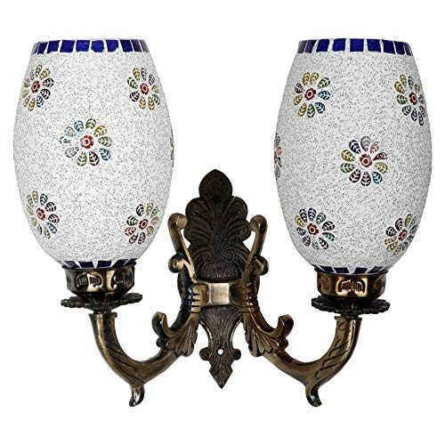 earthenmetal Double Dome Glass Wall lamp for Living & Home Decoration Turkish lamp (Multicolour, Bulb not Included); Made in India - Image 3