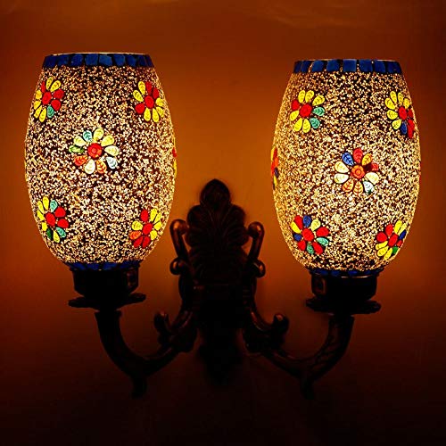 earthenmetal Double Dome Glass Wall lamp for Living & Home Decoration Turkish lamp (Multicolour, Bulb not Included); Made in India - Image 1