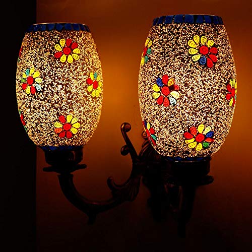 earthenmetal Double Dome Glass Wall lamp for Living & Home Decoration Turkish lamp (Multicolour, Bulb not Included); Made in India - Image 2