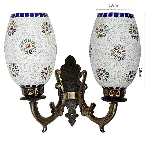 earthenmetal Double Dome Glass Wall lamp for Living & Home Decoration Turkish lamp (Multicolour, Bulb not Included); Made in India - Image 4