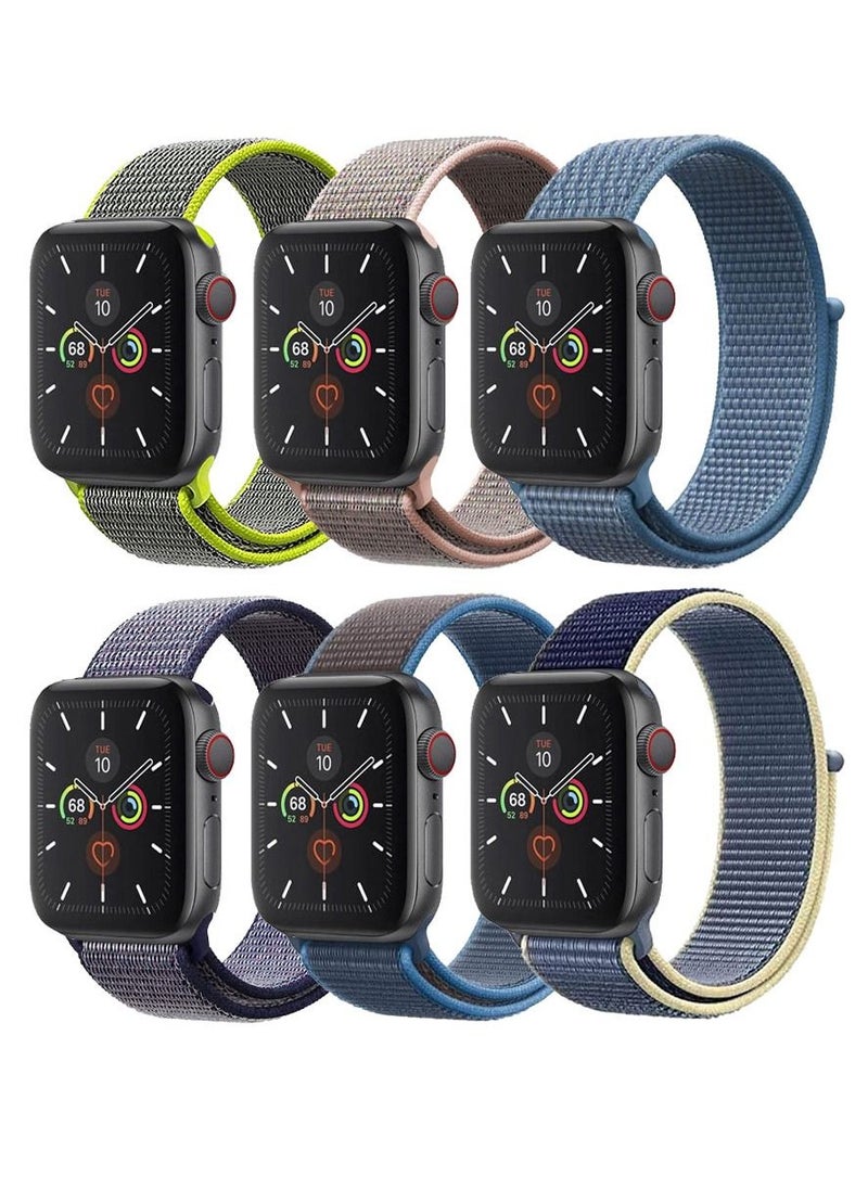 CATANES 6 Pack For Apple Watch 41mm 40mm 38mm Nylon Sport Loop Band Compatible With iWatch Series 7 SE 6 5 4 3 2 1 Men Women Braided Stretchy Nylon Loop Bands  - Image 2