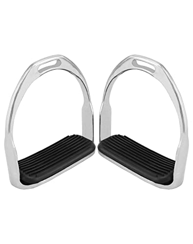 QWORK Horse Riding Stirrups, Hose Saddle, Safety Stirrup, Stainless Steel English Riding Protection Saddle, Knee Ankle Stress Pain Relief, 1 Pair - Image 3