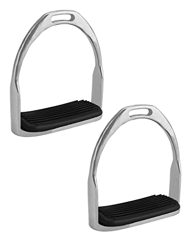 QWORK Horse Riding Stirrups, Hose Saddle, Safety Stirrup, Stainless Steel English Riding Protection Saddle, Knee Ankle Stress Pain Relief, 1 Pair - Image 1