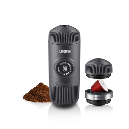 WACACO Nanopresso Portable Espresso Maker Bundled with NS Adapter, Compatible with NS Capsules and Ground Coffee, Compact Size 2.44"x2.8"x6.65", Manually Travel Coffee Machine Set, Perfect for Camping - Image 1