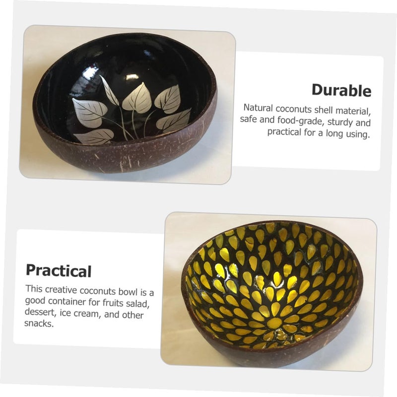 Natural Coconut Shell Bowl For Salad Snack Storage Home Kitchen Decor Random Color - Image 4