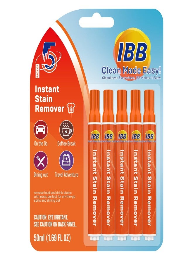 IBB Powerful Stain Remover for Clothes, Instant Spot Cleaning for All Laundry Tough Stains, Travel-Friendly & Portable Stain Remover Pen, Effective Stain Sticks, 5 Count - Image 1