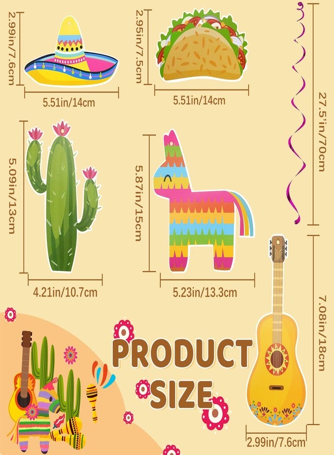 HMIEPRS 40Pcs Mexican Hanging Swirl Decorations, Mexican Fiesta Cinco De Mayo Party Supplies, Taco Twosday Birthday Theme, Taco Party Whirls Fiesta Ceiling Decors for Boys Girls Shower - Image 4