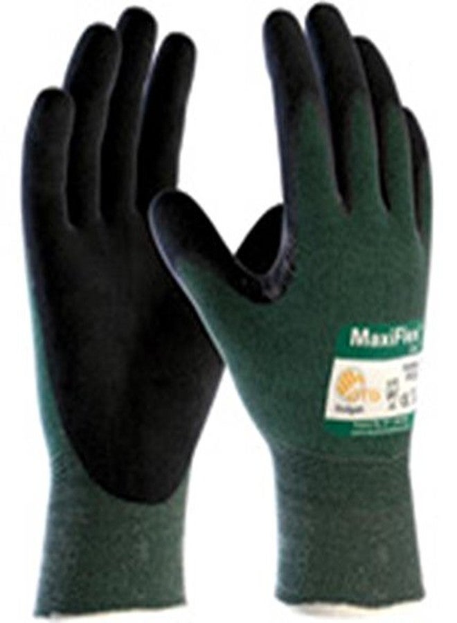 ATG 34-8743/XS Maxiflex Cut, Green Eng Yarn Shell, Black Nitrile Microfoam Grip, A2 Green XS - Image 2