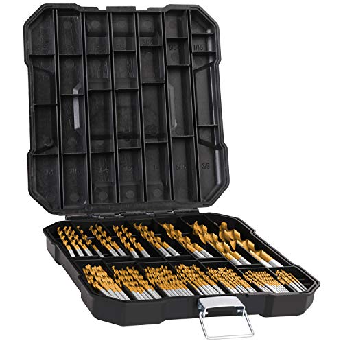 Hurricane 99 Pieces Titanium Twist Drill Bit Set, 135° Tip High Speed Steel, Size from 1/16" up to 3/8", Ideal Drilling in Wood/Cast Iron/Aluminum Alloy/Plastic/Fiberglass, with Hard Storage by HURRICANE - Image 1