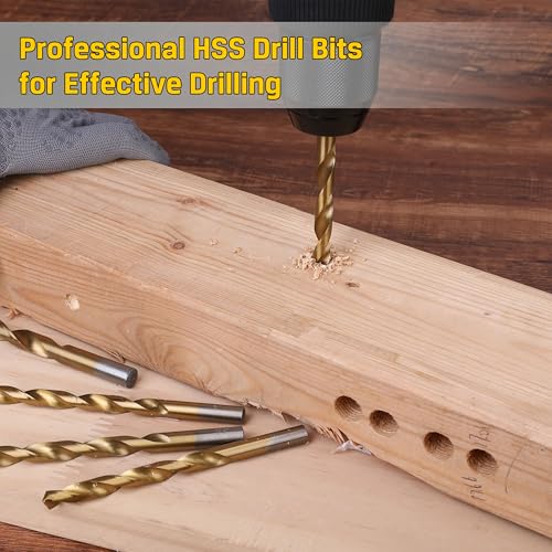 Hurricane 99 Pieces Titanium Twist Drill Bit Set, 135° Tip High Speed Steel, Size from 1/16" up to 3/8", Ideal Drilling in Wood/Cast Iron/Aluminum Alloy/Plastic/Fiberglass, with Hard Storage by HURRICANE - Image 5