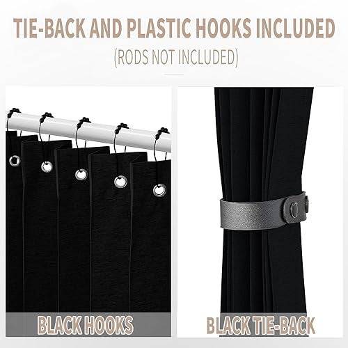 Vatge Closet Door Curtain Room Divider Drapes, Pleated Folding Style Curtains for Doorways Curtain for Bedroom Without Door,1 Panel with Tieback, W39 x L78, Black - Image 3