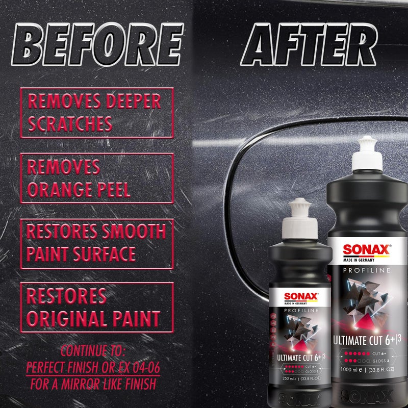 SONAX سونكس التقطيع النهائي | مركب كاشط قوي | يزيل p1000 أو أدق | ملمع/مركب مائي | مركب الخطوة 1 | يزيل الخدوش العميقة | يزيل خدوش الرمل | 1ل | 239300 - Image 3