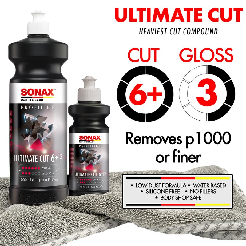SONAX سونكس التقطيع النهائي | مركب كاشط قوي | يزيل p1000 أو أدق | ملمع/مركب مائي | مركب الخطوة 1 | يزيل الخدوش العميقة | يزيل خدوش الرمل | 1ل | 239300 - Image 1