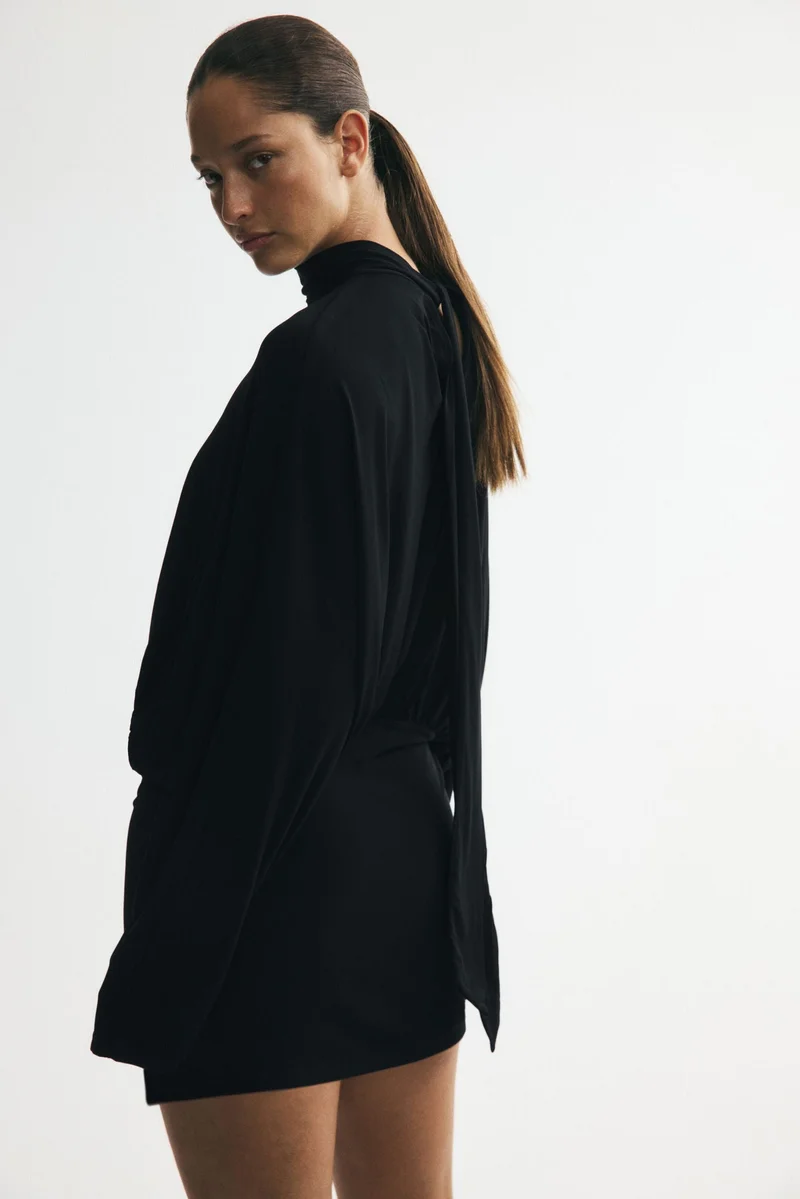 H&M  Batwing-sleeved tie-detail dress for Women | Best Price UAE